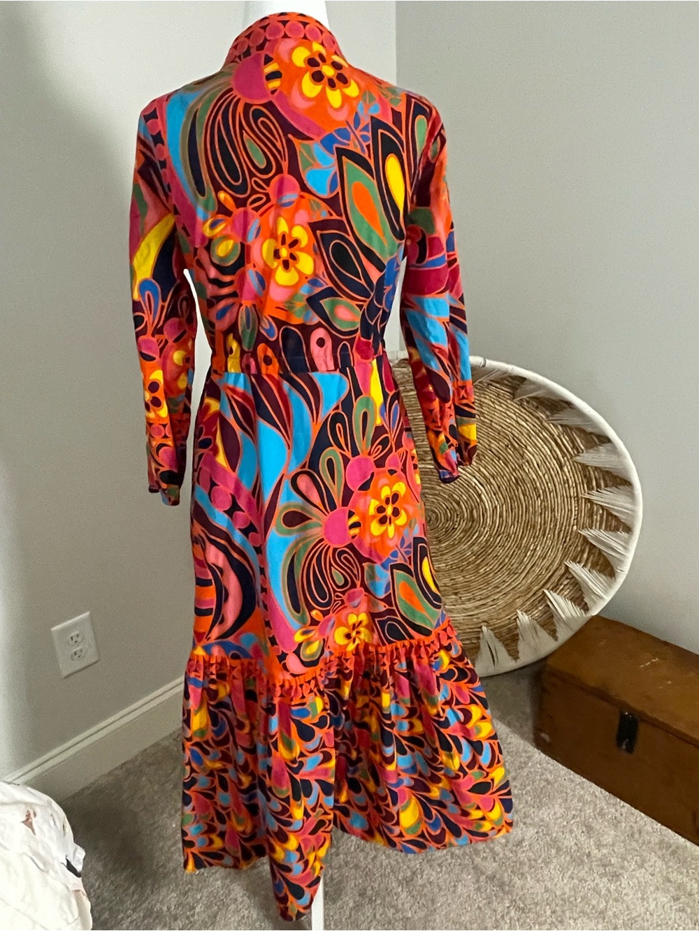 Bold Abstract Print Maxi Dress in Orange & Pink - Picture 5 of 10